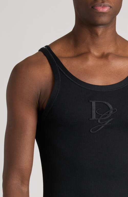 Dolce & Gabbana Fine-rib Washed Cotton Singlet In N0000 Nero