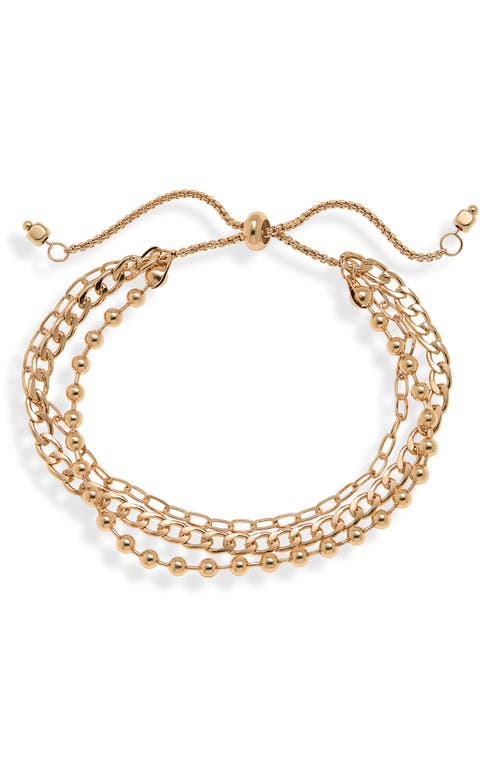 Layered Chain Slider Bracelet in Gold