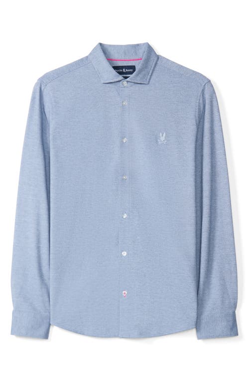 Shop Psycho Bunny Dalton Mélange Knit Button-up Shirt In Pearl