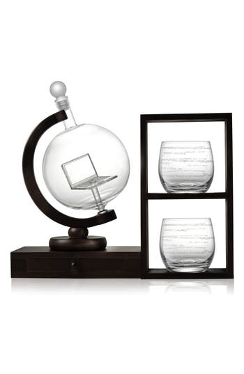 JOYJOLT JOYJOLT EXECUTIVE COMPUTER GLASS DECANTER, ETCHED GLASS & DISPLAY SET
