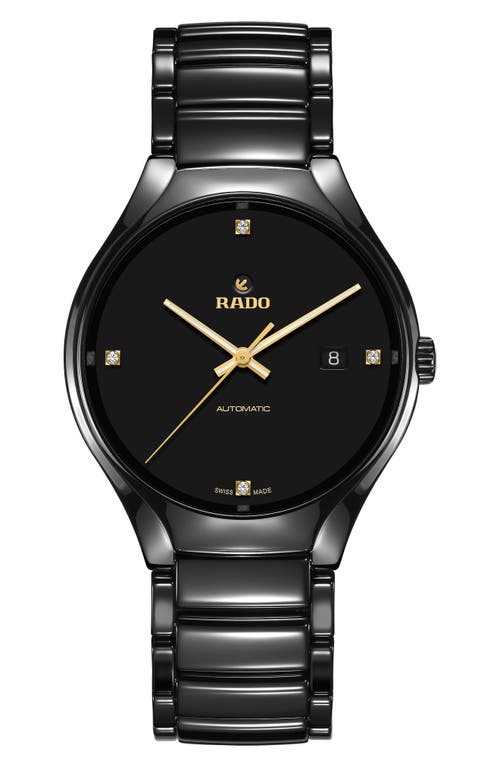 RADO True Automatic Diamond Ceramic Bracelet Watch, 40mm in Titanium at Nordstrom