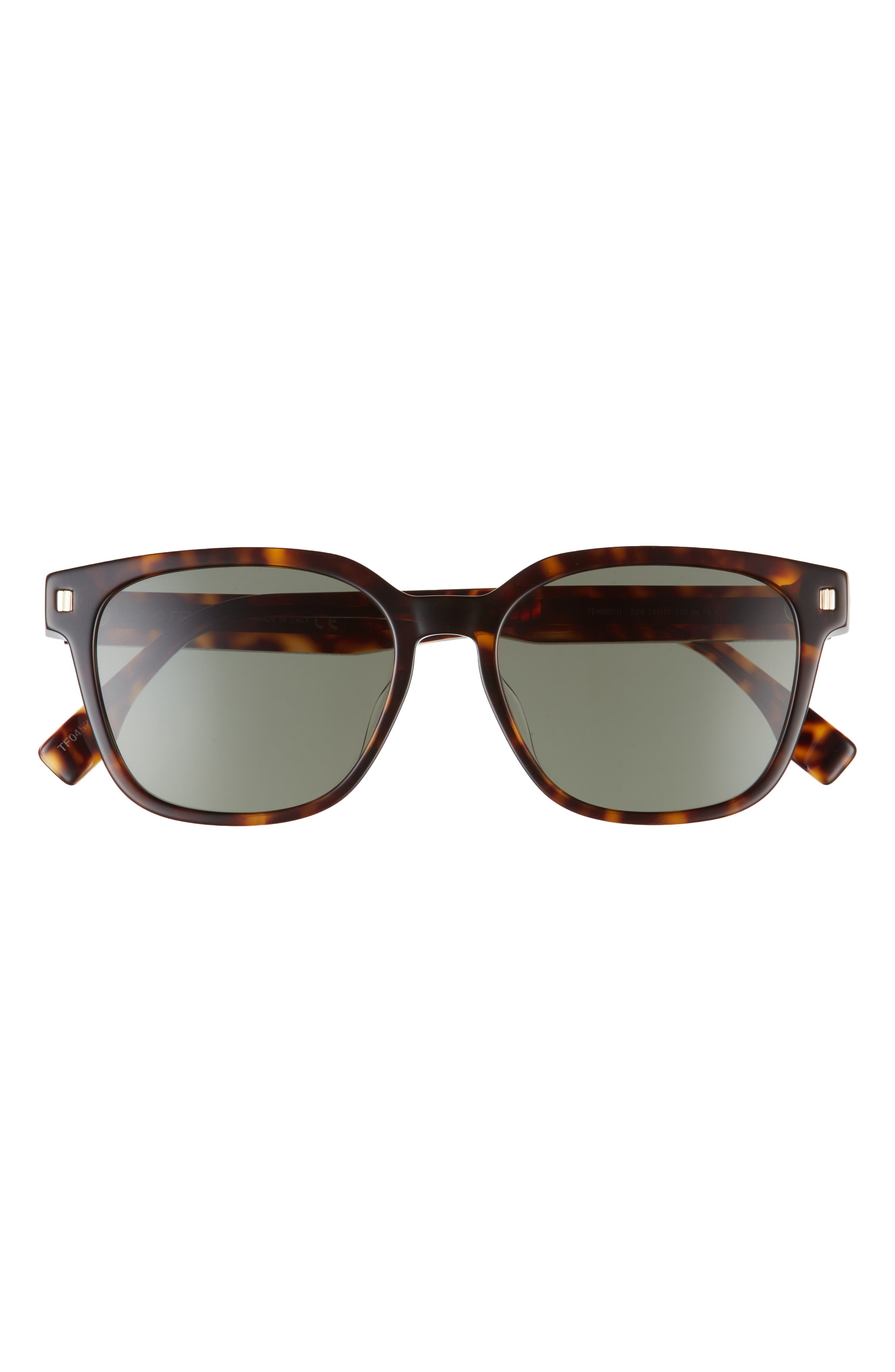 Fendi 55mm Square Sunglasses in Dark Havana /Green at Nordstrom