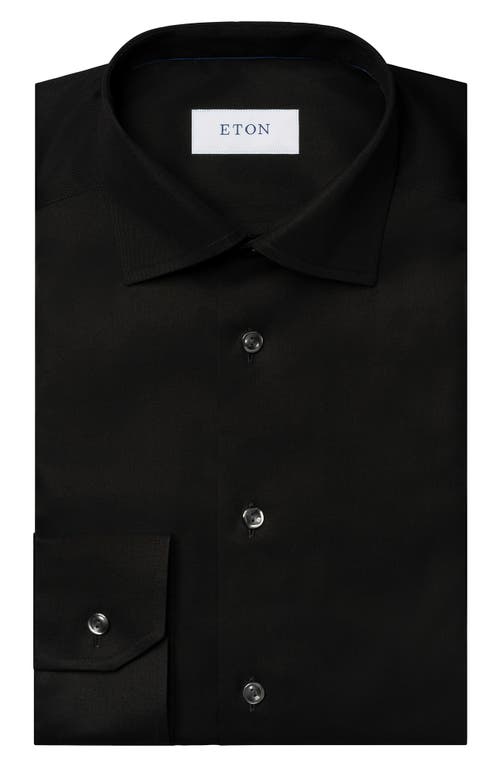 Shop Eton Slim Fit Cotton Twill Dress Shirt In Blackdnu