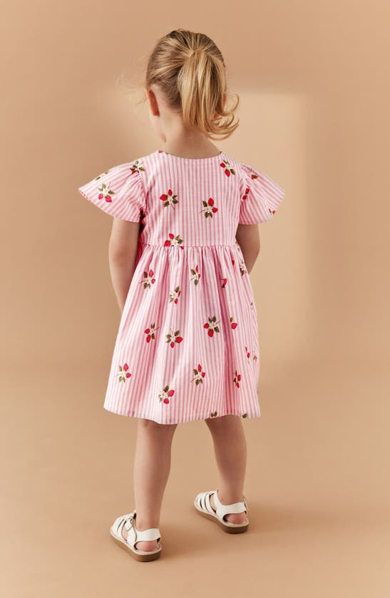 Shop Next Kids' Strawberry Stripe Cotton Sundress In Pink