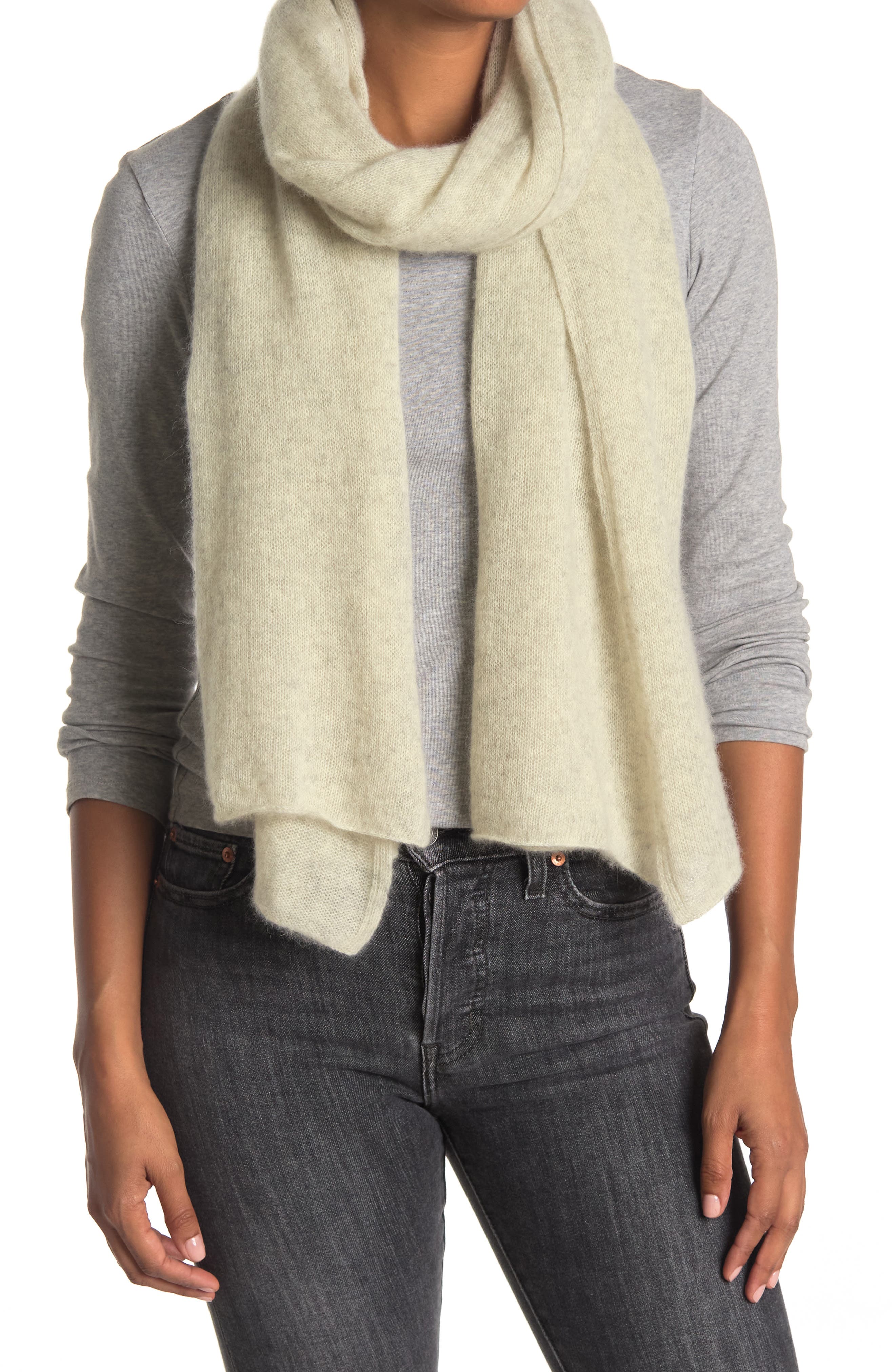 Portolano Lightweight Cashmere Scarf in H White at Nordstrom Rack