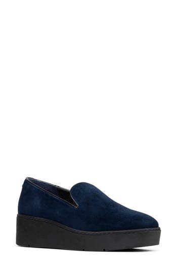 Shop Donald Pliner Loafer Wedge In Navy