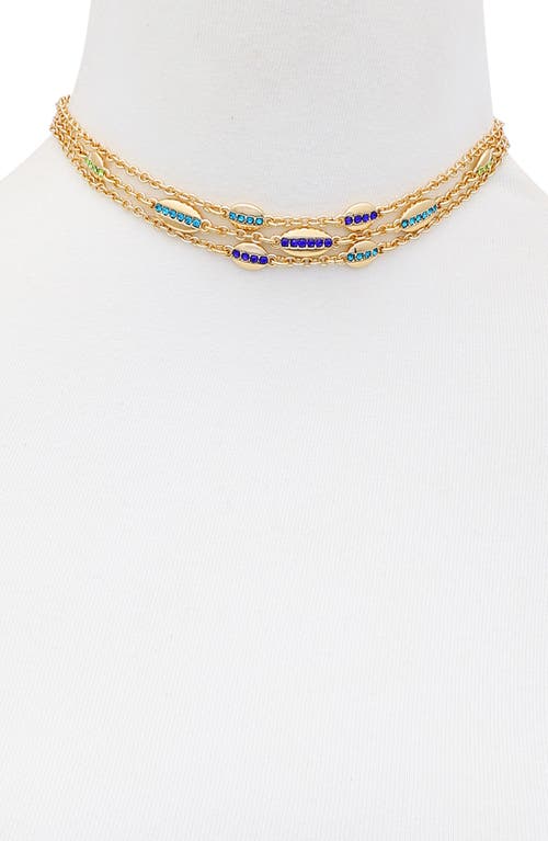 Vince Camuto Crystal Layered Chain Choker Necklace In Gold Tone