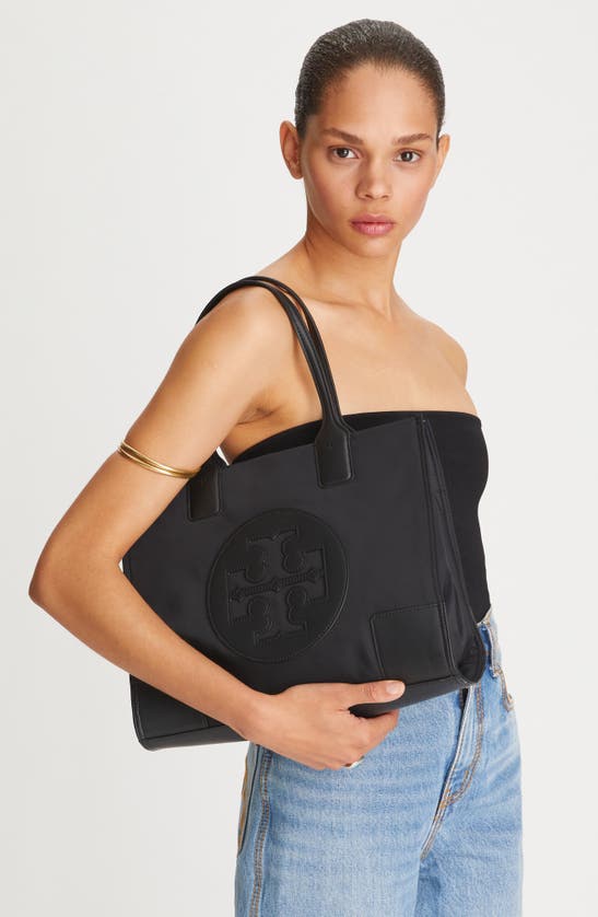 Shop Tory Burch Small Ella Recycled Nylon Tote In Black