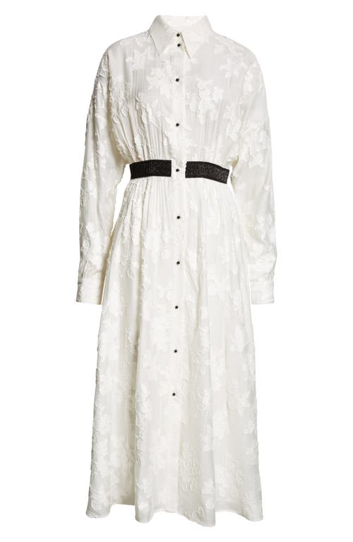 Shop St John St. John Collection Floral Fil Coupé Long Sleeve Shirtdress In Chalk