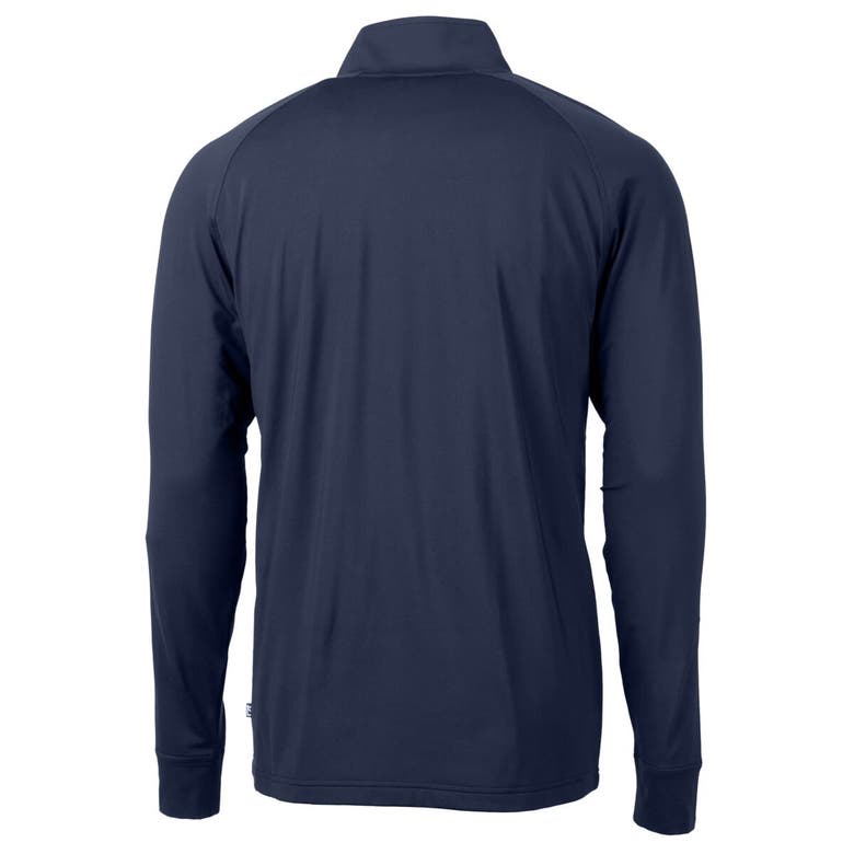 Shop Cutter & Buck Navy Chicago Bears Helmet Adapt Eco Knit Stretch Recycled Quarter-zip Pullover Top