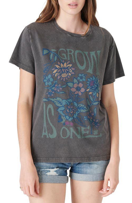 Lucky Brand Grow as One Floral Boyfriend Cotton Graphic Tee Raven at Nordstrom,