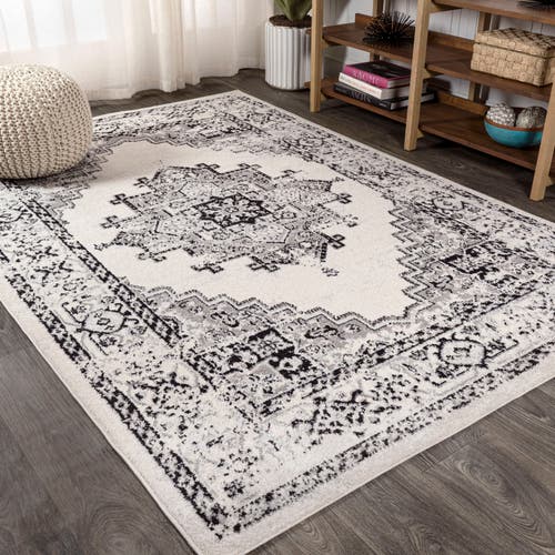 Shop Jonathan Y Inigo Cottage Medallion Area Rug In Dark Gray/cream