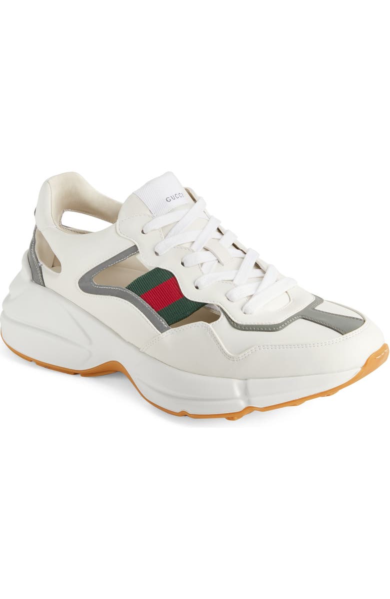 Gucci Rhyton Sneaker, Main, color, White/ Grey/ Green