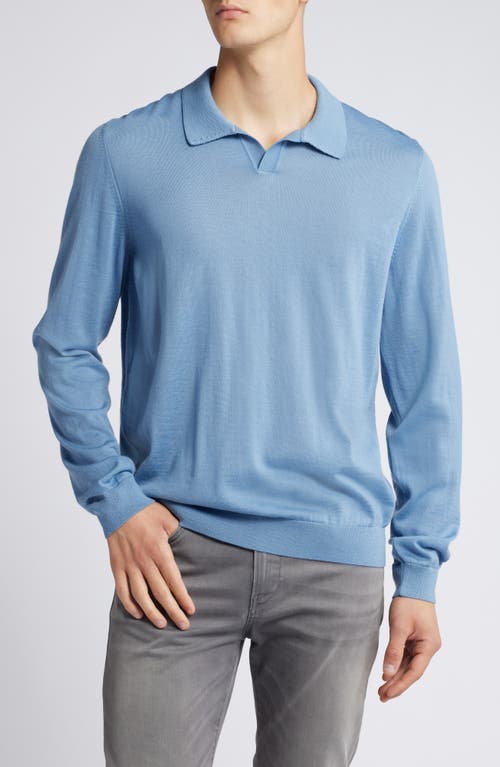 Shop Hugo Boss Boss Enord Long Sleeve Wool Polo Sweater In Open Blue