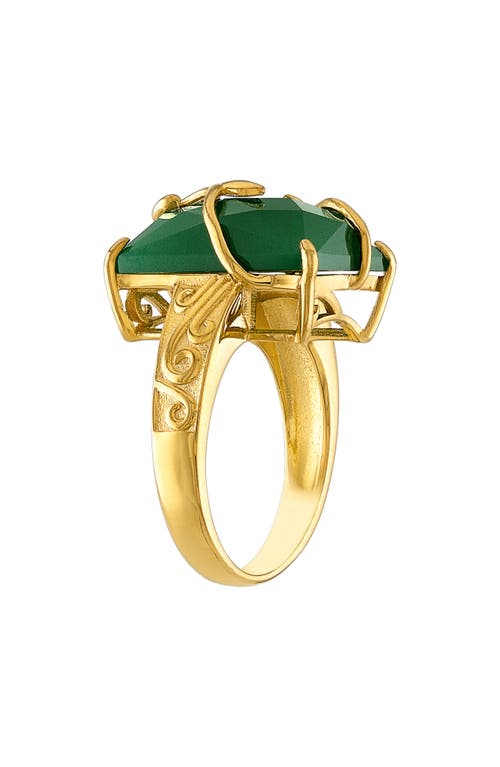 Fzn Green Chalcedony Ring In Yellow