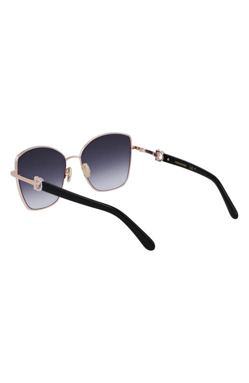 Ferragamo Gancini Tea Cup 60mm Gradient Butterfly Sunglasses In Rose Gold/ Grey Grdnt