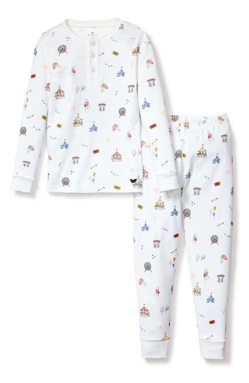 Petite Plume Kids' Print Fitted Two-Piece Pima Cotton Pajamas White at Nordstrom