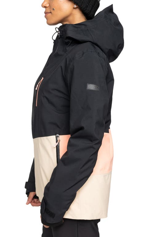Roxy Peakside Waterproof Hooded Snow Jacket In Anthracite