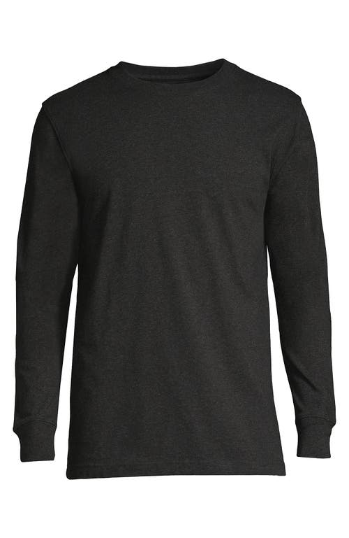 Lands' End Super-t Long Sleeve T-shirt In Dark Charcoal Heather