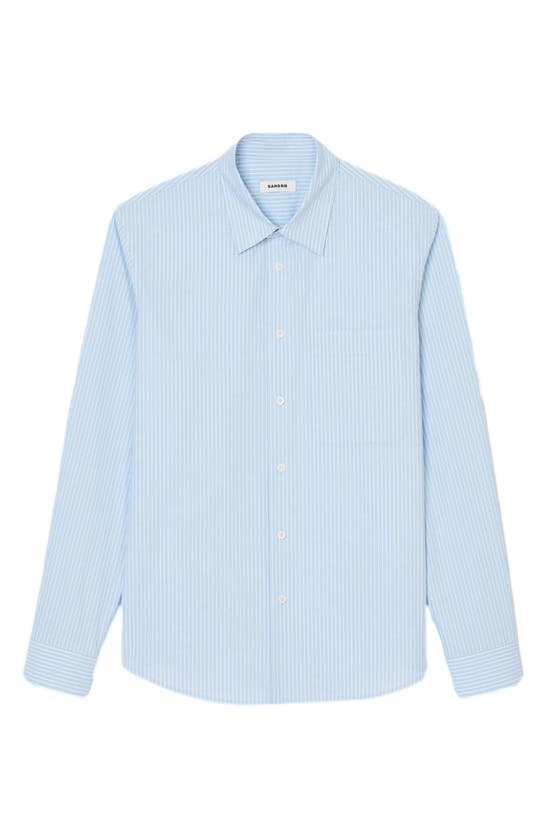 Shop Sandro Flow Raye Pinstripe Button-up Shirt In Light Blue
