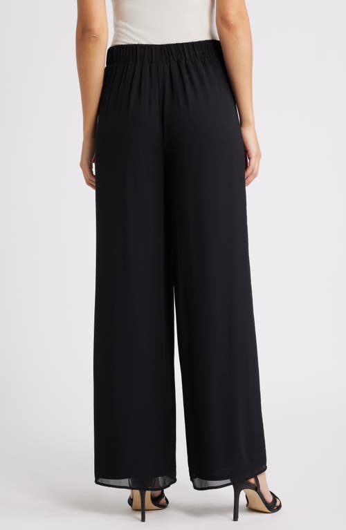 Shop Anne Klein Chiffon Overlay Wide Leg Pants In Anne Black