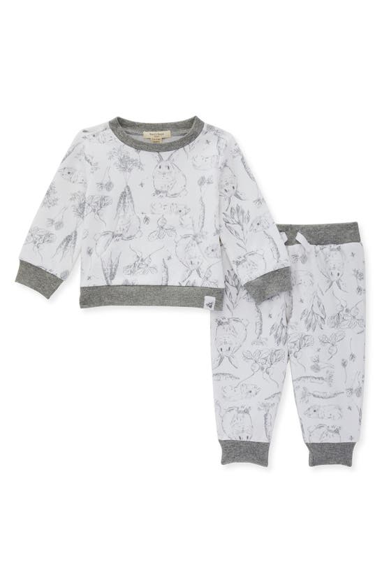 Burt's Bees Baby Babies' Bunny Toile French Terry Top & Joggers In Cloud