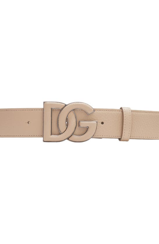 Shop Dolce & Gabbana Dolce&gabbana Dg Logo Buckle Leather Belt In Sabbia 3