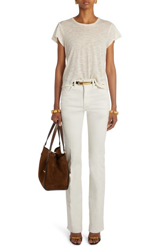 Shop Tom Ford Stretch Denim Flare Leg Jeans In Soft White