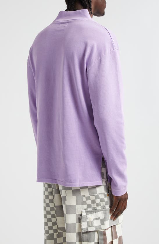 Shop Erl Oversize Surf Patch Long Sleeve Mock Neck T-shirt In Purple