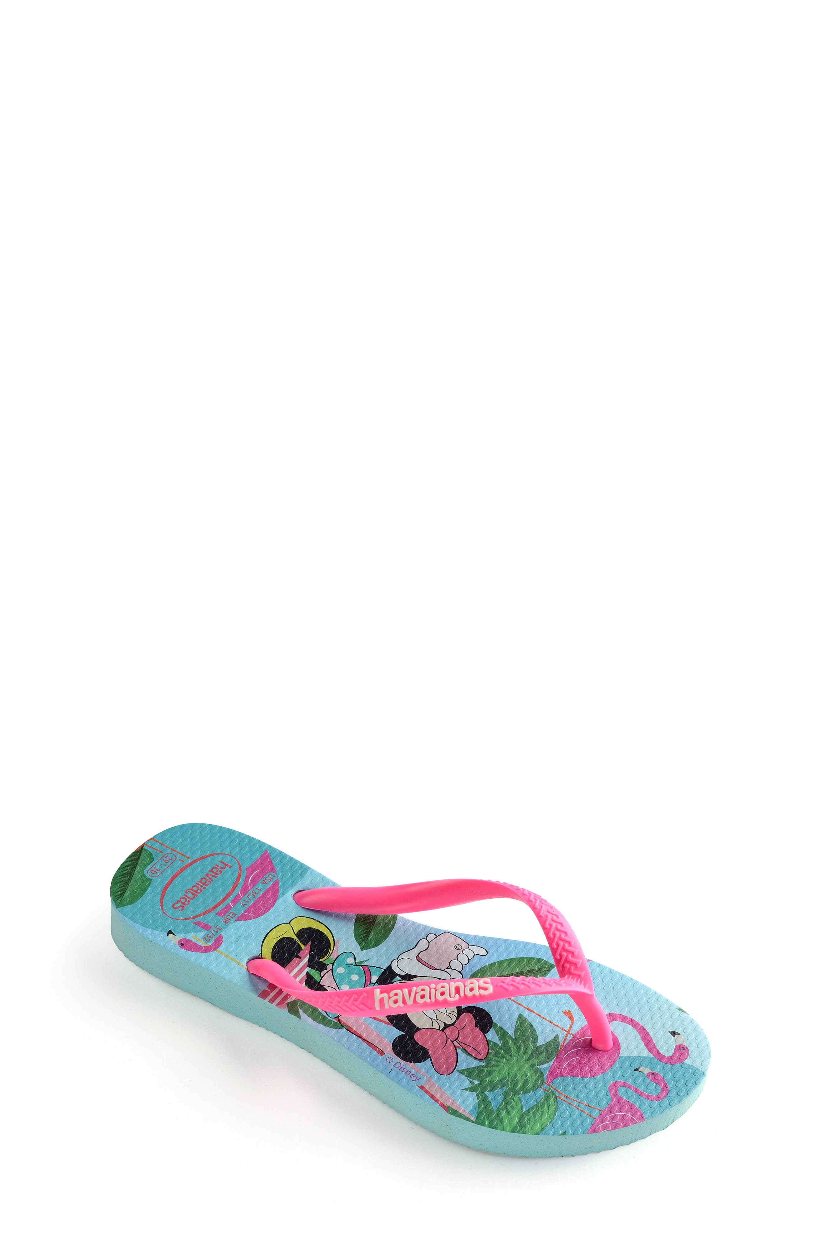 Havaianas Girls Top Disney Ice Blue Minnie Mouse Flip Flops Summer Shoes 