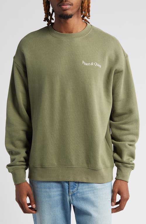 Wordmark Fleece Crewneck Sweatshirt in Olive