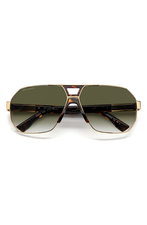 Dsquared2 63mm Aviator Sunglasses in Gold Havana /Green Shaded at Nordstrom