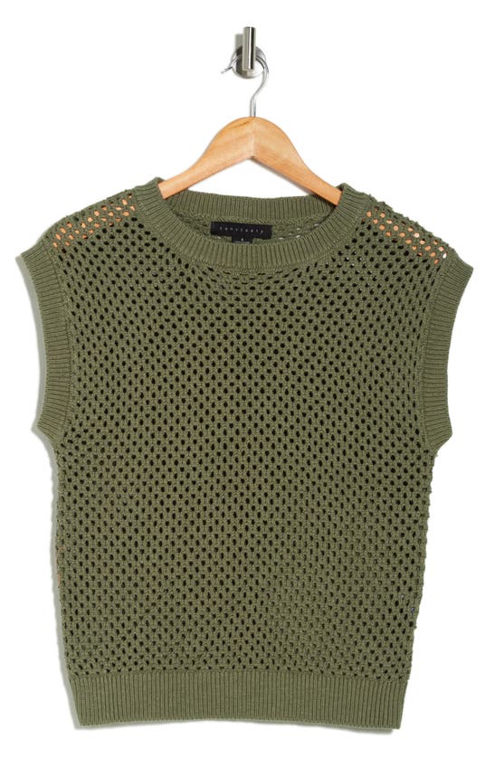 Shop Sanctuary Open Stitch Short Sleeve Sweater In Evergreen