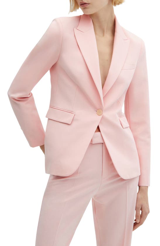Shop Mango Fitted Suit Blazer In Pastel Pink