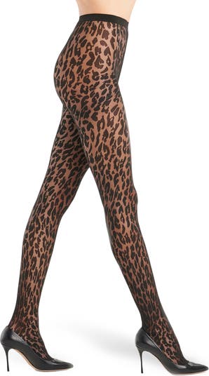 MeMoi Women's Leopard Print Sheer Nylon Tights