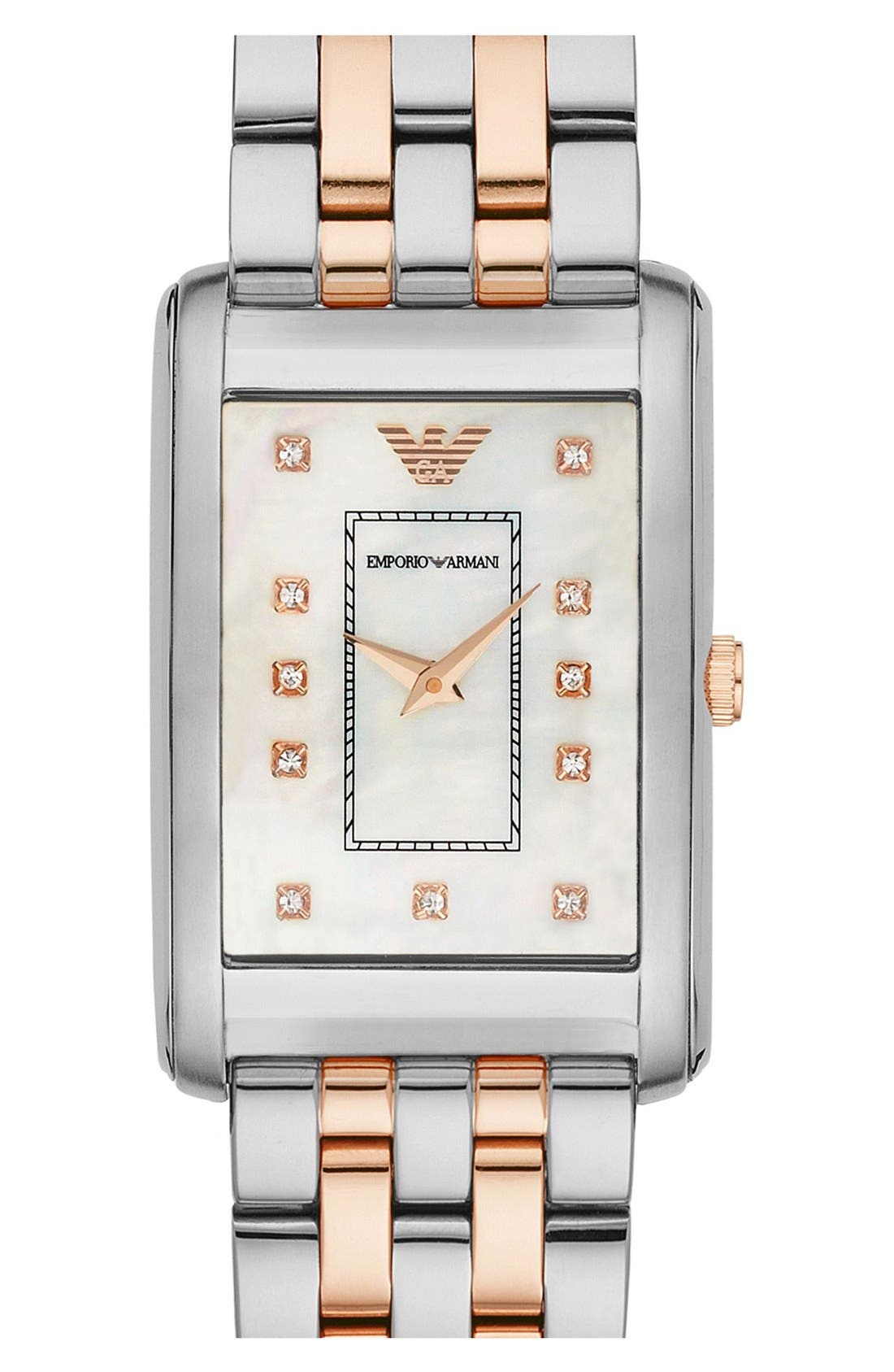 Emporio Armani Rectangle Dial Watch, 25mm X 30mm | Nordstrom