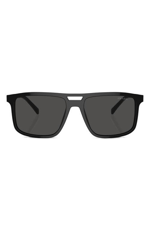 Shop Prada 58mm Rectangular Sunglasses In Black/grey