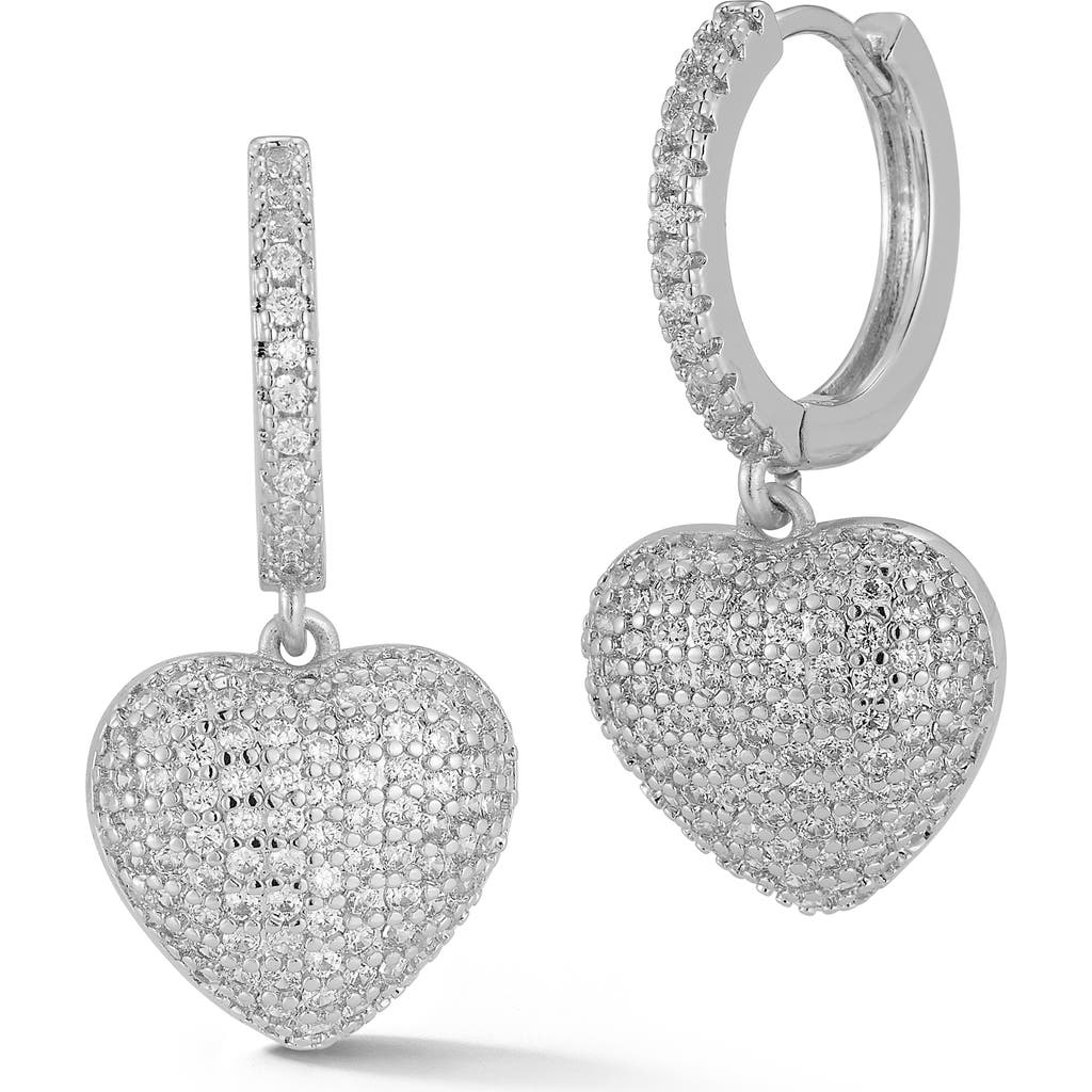 Sphera Milano Pavé Cubic Zirconia Drop Huggie Hoop Earrings In Silver