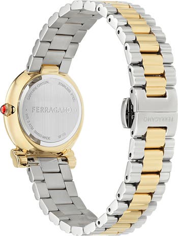 FERRAGAMO Gancini Twisted Two-Tone Bracelet Watch, 28mm
