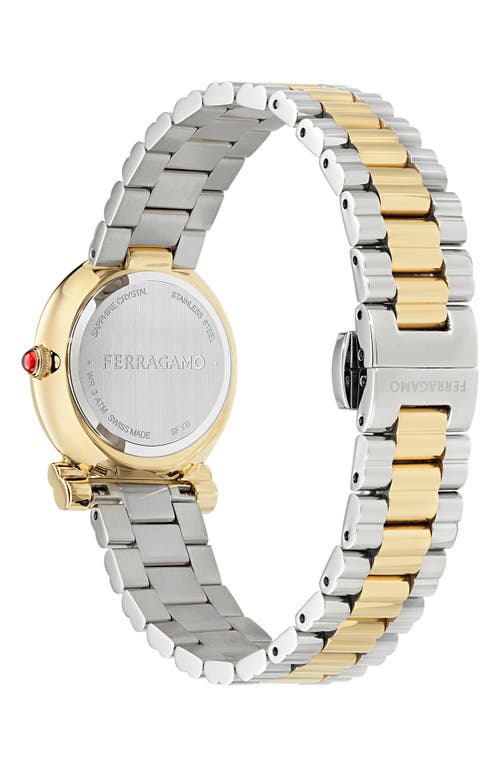 Shop Ferragamo Gancini Twisted Two-tone Bracelet Watch, 28mm In Two Tone