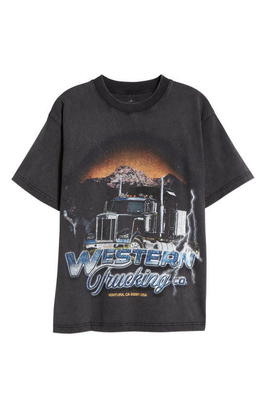 Alpha Collective Western Trucking Graphic T-shirt In Vintage Black