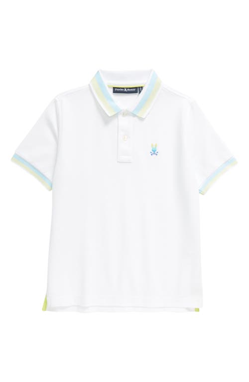 Psycho Bunny Kids' Tarrytown Tipped Piqué Polo White at