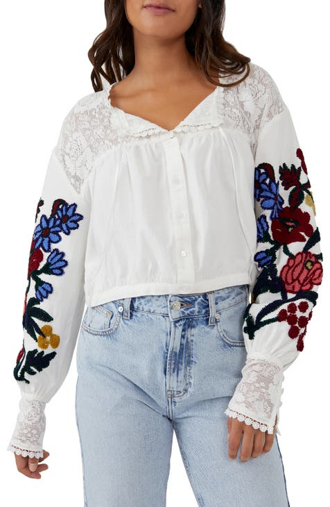 Meadows Embroidered Crop Blouse