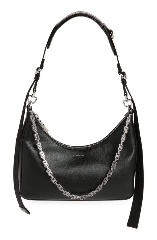 Givenchy Small Moon Cutout Hobo Bag With Sporty Strap In 001 Black