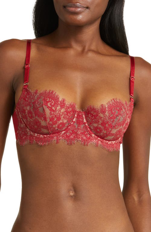 Skarlett Blue Entice Balconette Bra In Lipstick Red/ Nylon