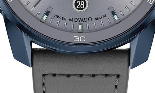 Shop Movado Bold Verso Leather Strap Watch, 42mm In Gray