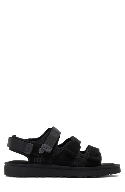 Ugg Mens Black Goldencoast Multi-strap Suede And Mesh-blend Flat Sandals In Black