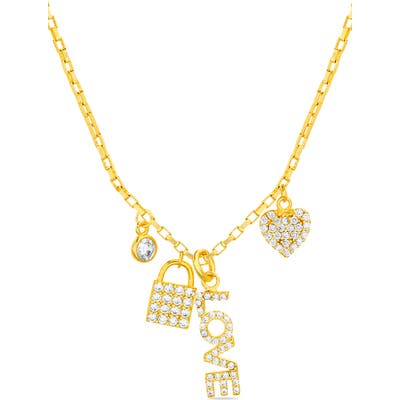 Lesa Michele Heart & Locket Cubic Zirconia Pendant Necklace