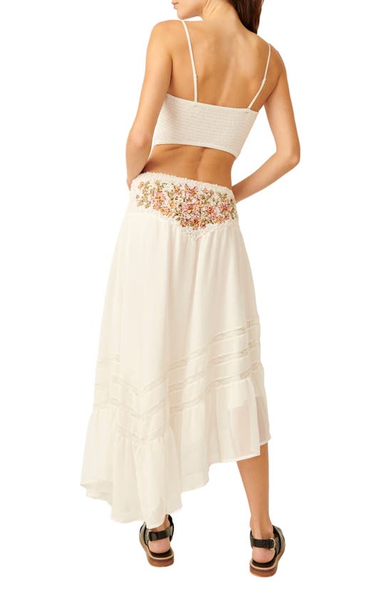 Shop Free People Augusta Floral Appliqué Crop Top & Asymmetric Skirt Set In Ivory