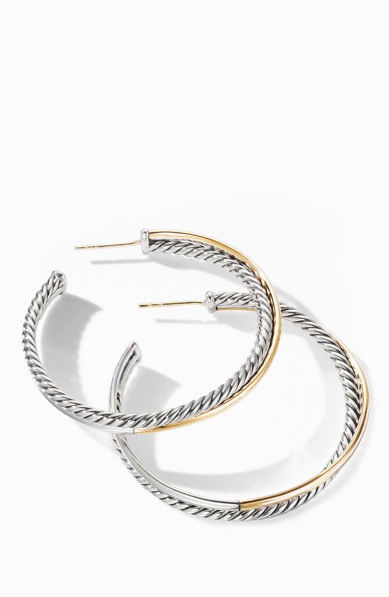 David Yurman Crossover<sup>®</sup> XL Hoop Earrings with 18K Yellow Gold, Alternate, color, Silver/ Gold
